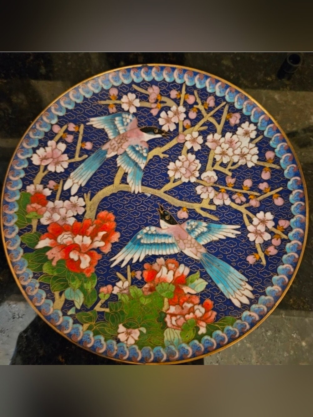Cloisonne` Plate - Ching-t'ai Ian Artist Workshop - Vintage Decorative